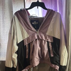 Hollister Women's Colorblock Jacket - Black, White, and purple